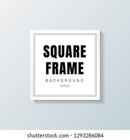 Realistic white square frame mockup on gray background. You can use for interior design text box element, picture framing. Vector illustration
