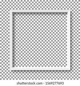 Realistic white square picture frame isolated on transparent background.