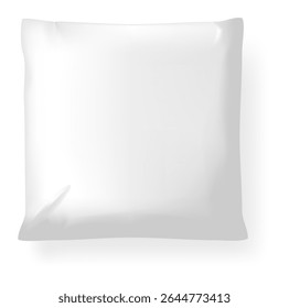 Realistic white square pillow casting a shadow on a white background, perfect for showcasing designs or adding a touch of comfort to any scene