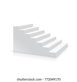 Realistic white stair side view vector