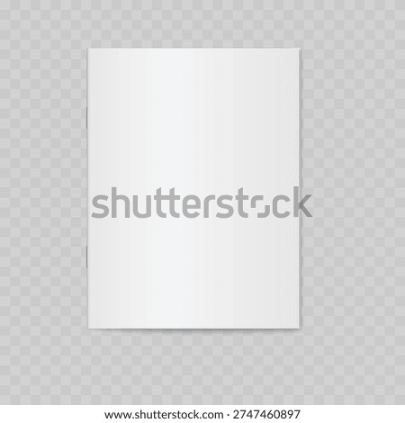 Realistic White Stapled Brochure Mockup. Vector Closed Magazine or Booklet Cover Template