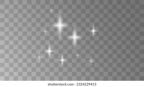 Realistic white star dust light effect isolated on transparent. Stock royalty free vector illustration