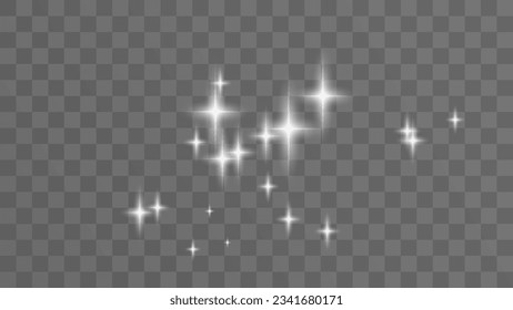 Realistic white star dust light effect isolated on transparent. Stock royalty free vector illustration