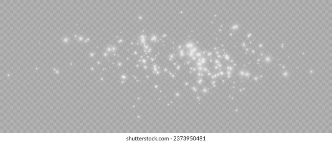 Realistic white star dust light effect isolated on transparency grid layer. Stock royalty free vector illustration