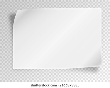 Realistic white sticker. Rectangular peel off label. Reminders and notifications for mobile programs and applications. Quality mark and blank space for text printing. Isometric vector illustration