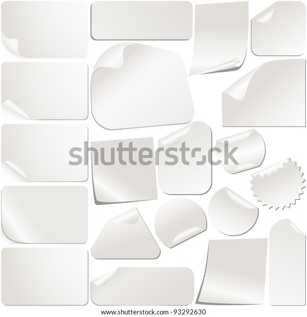 Realistic White Stickers Set Collection Vector Stock Vector (Royalty ...