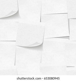 A lot of realistic white sticky notes seamless pattern