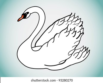 Realistic white swan
