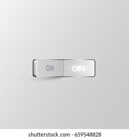 Realistic white switch (OFF) on white background. vector illustration 