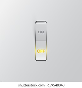 Realistic white switch (OFF) on white background. vector illustration 