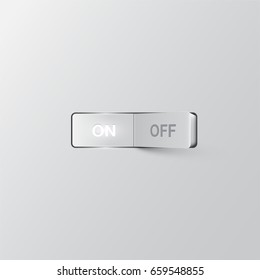 Realistic white switch (ON) on white background. vector illustration 