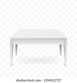 Realistic white table isolated on transparent background. White office table with shadow. Vector illustration