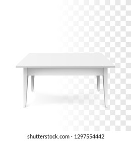 Realistic white table. White office table with shadow isolated on transparent background. Vector illustration 