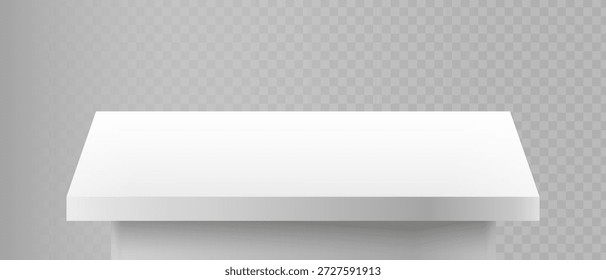Realistische weiße Tischplatte. Quadratisches Podiumsockel-Mockup für Produktanzeige. Vektorgrafik