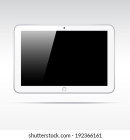 Realistic white tablet computer isolated on light background. Blank screen
