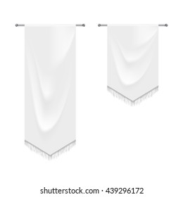 Realistic white textile banners with folds. Vector background