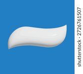 Realistic white toothpaste wave vector. 3D dental paste squeeze isolated on blue. Cream smear for oral hygiene, fresh breath, teeth cleaning, whitening and product packaging.