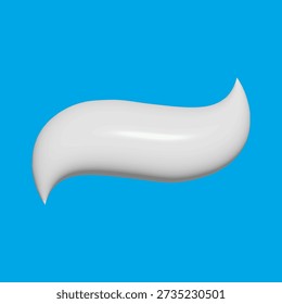 Vector de onda de pasta de dientes blanca realista. Exprimir la pasta dental 3D aislado en azul. Frotis en crema para la higiene bucal, el aliento fresco, la limpieza de los dientes, el blanqueamiento y el envasado del producto.