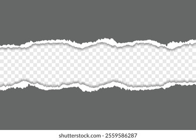 Realistic White Torn Paper Set, White Rip Paper On transparent background