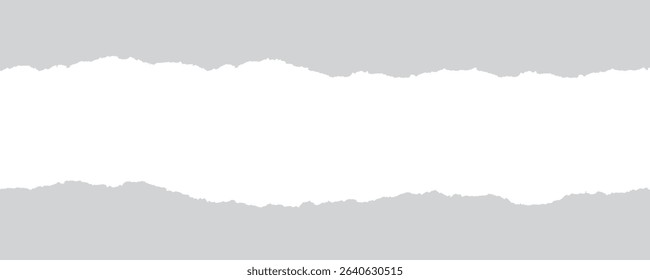 Realistic white torn and ripped paper layers in flat modern style. Seamlessly isolated on transparent background