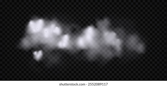 realistic white 
transparent clouds, illustration on isolated background