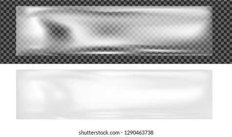 Realistic white transparent plastic wrapper.