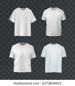 Realistic white t-shirt set. No sleeve shirt template for designs.
