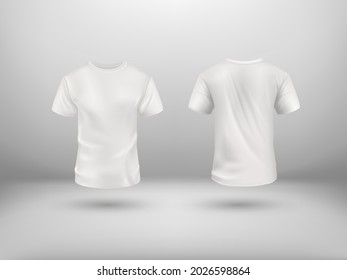 Realistic white t-shirt set on abstract background. Vector mockup.