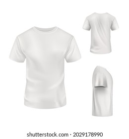 Realistic white t  shirt set white background  Vector mockup 