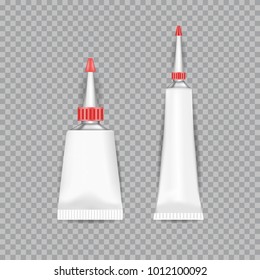 Realistic  White Tubes Glue isolated on transparent background. Vector illustration.