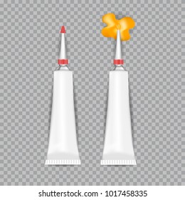 Realistic  White Tubes Glue isolated on transparent background. Vector illustration.