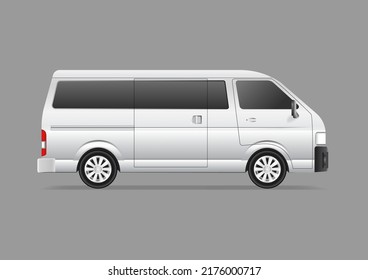 realistic white van side view isolated