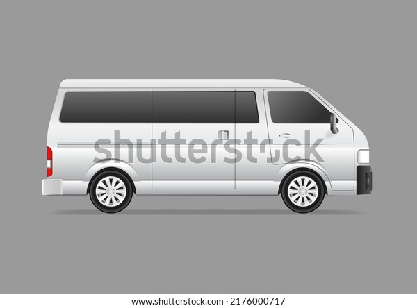 realistic white van side\
view isolated