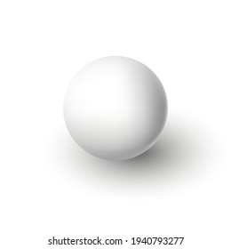 Realistic white vector ball isolated on white background Abstract sphere with shadow EPS10