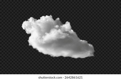 Nuvem de vetor branca realista isolada no fundo preto transparente do céu. Textura de nuvem macia, macia e macia com aparência natural, nevoeiro onda nublada perfeito para o elemento do tempo, mockup ou fundo nevoeiro.