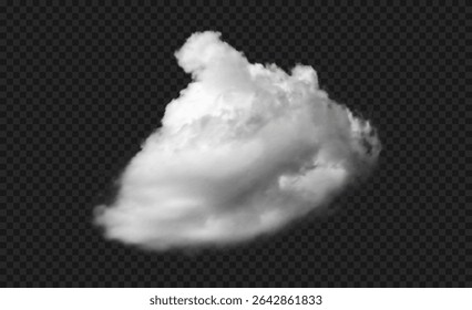 Nuvem de vetor branca realista isolada no fundo preto transparente do céu. Textura de nuvem macia, macia e macia com aparência natural, nevoeiro onda nublada perfeito para o elemento do tempo, mockup ou fundo nevoeiro.