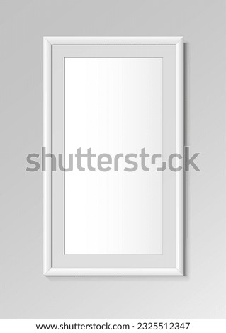 Realistic White vertical frame. For an image with an aspect ratio of 2 to 1 Posters on wall Mock-up. Frames Design Template for Mockup. Vector illustration