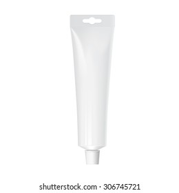 Realistic white vertical tube. For cosmetics cream tooth paste