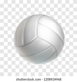 Реалистичный белый волейбольный шар, изолированный на прозрачном фоне. Спортивное снаряжение для векторной иллюстрации командной игры. Кожаный мяч для пляжного волейбола или водного поло. Отдых и развлечения на открытом воздухе