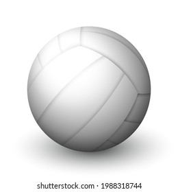 Realistic white volleyball ball isolated on white background. Sports equipment for team game. Leather ball for beach volleyball or water polo. Outdoors leisure and activity. Vector illustration EPS10