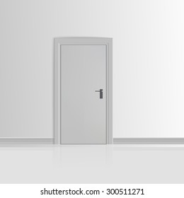 Realistic White Wall with Door Vector illustration