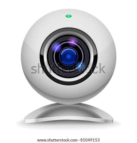 Realistic white webcam. Illustration on white background