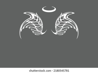 Realistic white wings. Pair of white isolated angel style wings with 3D feathers on transparent background.