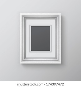  realistic white wood frame, vector illustration
