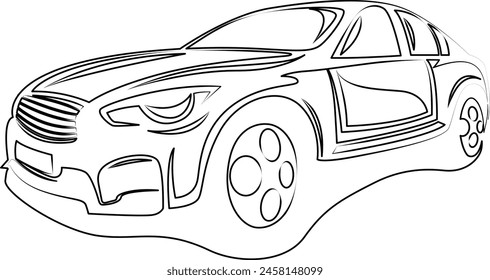Realistic whiteboard illustration of a sports car