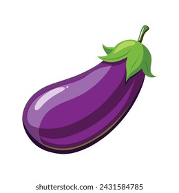 Realistic Whole Eggplant Illustration on white