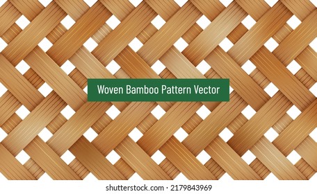 Realistic wickerwork bamboo pattern vector. asian traditional woven. wood strip pattern