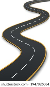 Realistic winding motor road stretching into the horizon - Vector illustration