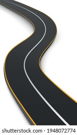 Realistic winding motor road stretching into the horizon - Vector illustration