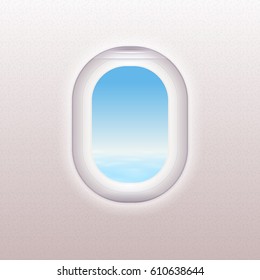 Realistic window of the airplane. Vector illustration.